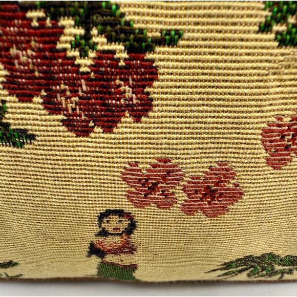 Sunny Hawaii Hula Girl Tapestry Bamboo Handle Shoulder Bag Brown Leather 12x9 - Picture 7 of 16